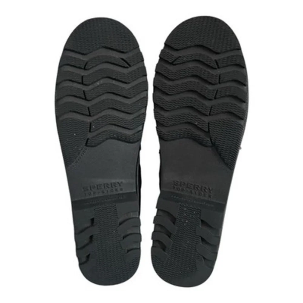 Sperry Top Sider Black Quilted Duck Boots Waterproof Rubber Womens 7.5 VG